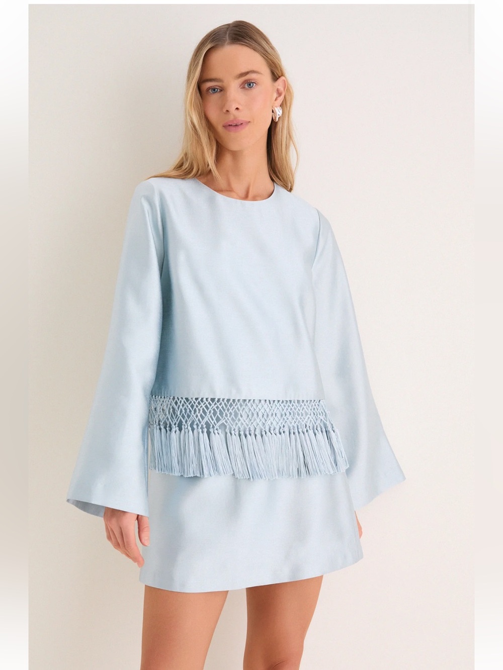 TUCKERNUCK Pewter Blue Maxine Tassel Top NWT